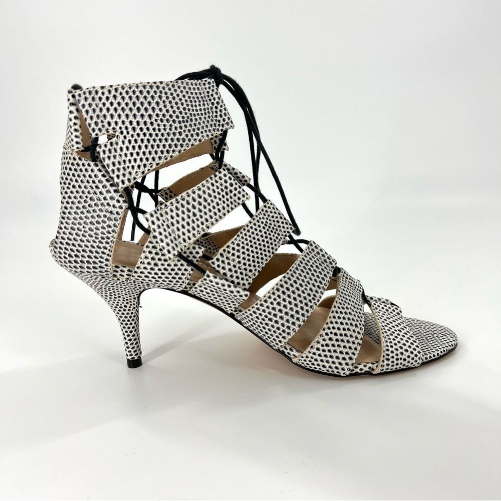 Loeffler Randall Luiza Lizard Print Lace-Up Gladiator Heeled Sandals 9 - Picture 12 of 16
